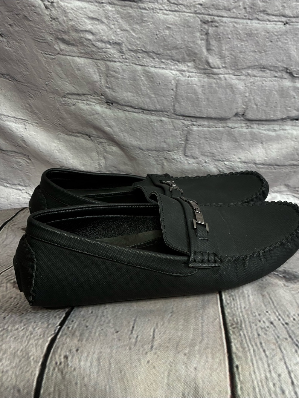 Tahari Jester Men’s Black Faux Leather Driving Moc Loafer Slip-On Shoe Sz 8 GUC - Picture 2 of 10